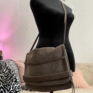 Suede leather oversized clutch/purse with strap from All Saints